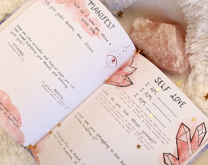 Positive Guidance Journal GOLD ~ Manifestation, Self Love and Gratitude Journal, Guided Self Development Workbook