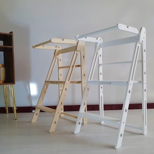 Folding Learning Stool, Height Adjustable Helper Stool, Montessori Tower, Kitchen Learning Stool, Toddler Step Stool, Toddler Gift