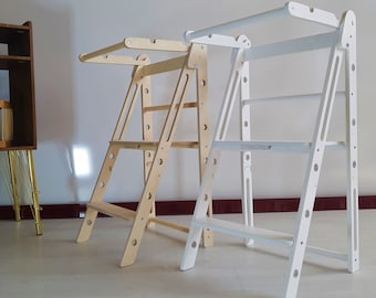 Folding Learning Stool, Height Adjustable Helper Stool, Montessori Tower, Kitchen Learning Stool, Toddler Step Stool, Toddler Gift