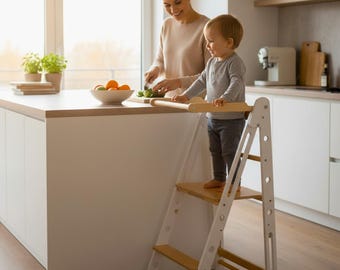 Kitchen Learning Stool, Folding Helper Stool, Learning Stool, Adjustable Kitchen Step Stool, Premium Helper Stool, Bday Gift, Toddler Gift!