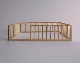 Montessori Wooden Twin Floor Bed - Sturdy Toddler Bed Frame for Kids Room - Perfect Transition Bed, Birthday Gift, Toddler Floor Bed.