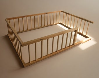 Montessori Floor Bed - Wooden Toddler Bed Frame with Rails, Perfect Transition Kids Bed, Ideal Children's Room Gift, Toddlers Platform Bed.