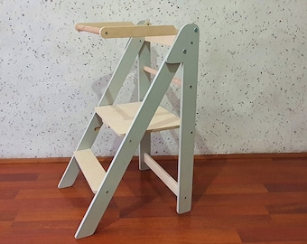 Kitchen Learning Stool, Folding Helper Stool, Learning Stool, Adjustable Kitchen Step Stool, Premium Helper Stool, Bday Gift, Lernturm