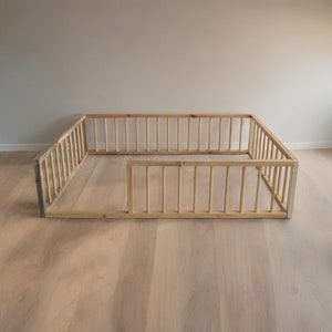Montessori Wooden Floor Bed Twin Size Toddler Bed Frame, Safe Low Platform Bed for Kids Bedroom Decor, Montessori Platform Bed with Rails. image 9