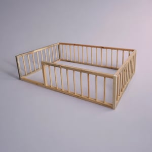 Montessori Wooden Floor Bed Twin Size Toddler Bed Frame, Safe Low Platform Bed for Kids Bedroom Decor, Montessori Platform Bed with Rails. image 2