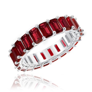 Ruby Red CZ Eternity Ring: Sterling Silver Vermeil Wedding Band