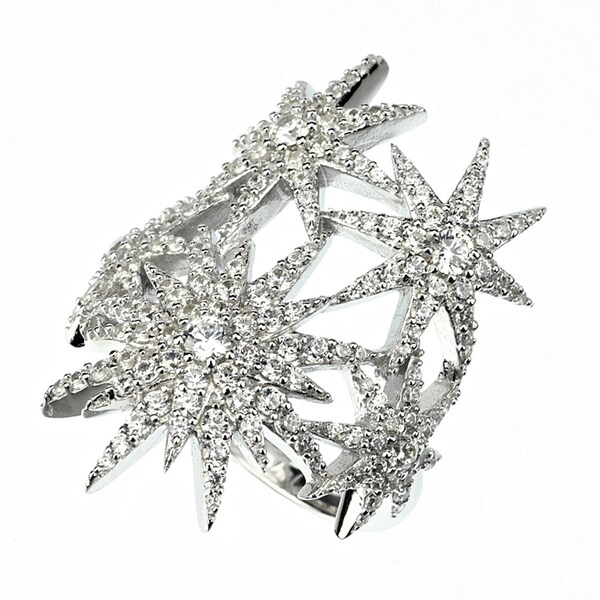 Cubic Zirconia & Sterling Silver Starbust Ring