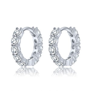 Vermeil Sterling Silver CZ Hoop Earrings: Full Eternity Huggies (15mm)