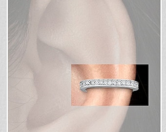 Ear Cuff,  Dainty Pave CZ Sterling Silver Eternity Message Bar Ear Cuff Earring,Non Pierced,Ear Cuff, Ear Wrap No Piercing Minimal