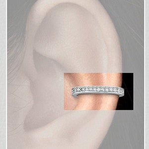 Ear Cuff,  Dainty Pave CZ Sterling Silver Eternity Message Bar Ear Cuff Earring,Non Pierced,Ear Cuff, Ear Wrap No Piercing Minimal