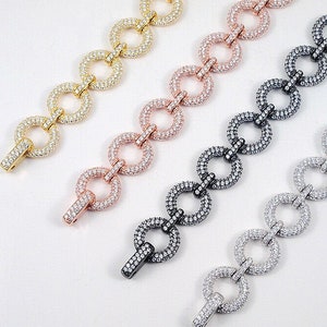 Signity CZ Circle Link Bracelet: Sterling Silver Vermeil Tennis Bracelet