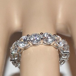 7 CTW Basket Set VVS1 D Color Diamond CZ Wide Full Eternity Ring Sterling Silver Ring Modern Wedding Anniversary 5mm Band