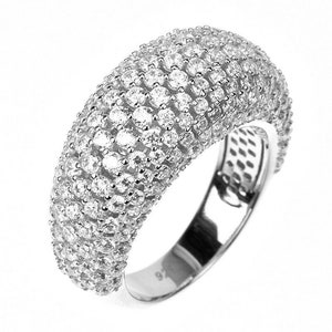 Domed Sterling Silver Eternity Ring: Pave Signity CZ, 10mm Wide