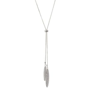 Lariat Ketting Pave 30&quot; Drop CZ Slide Bolo Lariat Sterling Zilveren Y Ketting of Choker Verjaardag Trendy Bruidsfeest