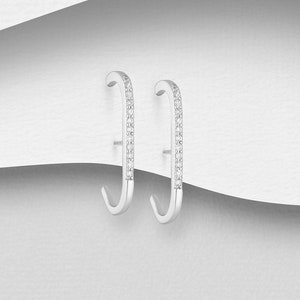 Cuff Earrings-Sterling Silver Clear  Pave Set Cz Ear Lobe Suspender Cuff Stud Earrings,Modern Trendy Minimal Earrings Reserve Yours