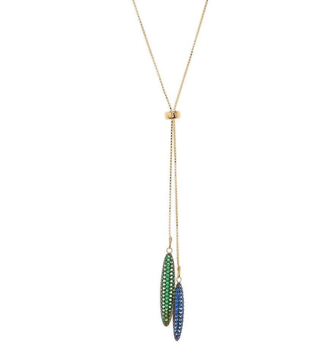 18Kt Gold Plated With Cz Lariat Necklace