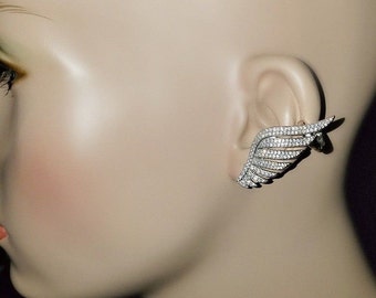 Sterling Silber Engel Flügel Ohrringe: CZ Vermeil Crawler Cuff