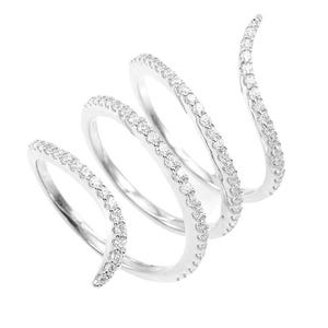 Pave Signity CZ Sterling Silver Spiral Ring - 32mm