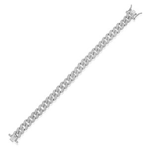 CZ Cuban Link Bracelet: Sterling Silver Eternity Tennis Bracelet, 7 Inch