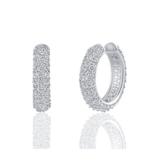 Pave VVS1 D Farbe Diamant CZ Schwarz Rose Gelb Sterling Silber Slide On 3Row Gewölbte Rund Cuff Sichere Ohrring Wrap, nicht durchbohrt Minimal
