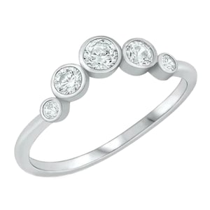 Sterling Silver CZ Engagement Ring Enhancer: 5 Stone Wedding Band