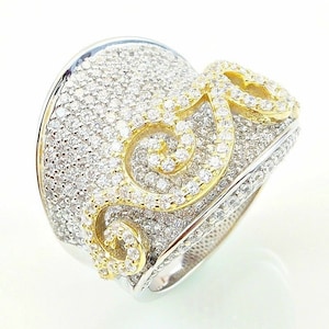 CZ Sterling Silver Eternity Ring: Two-Tone Swirl Design