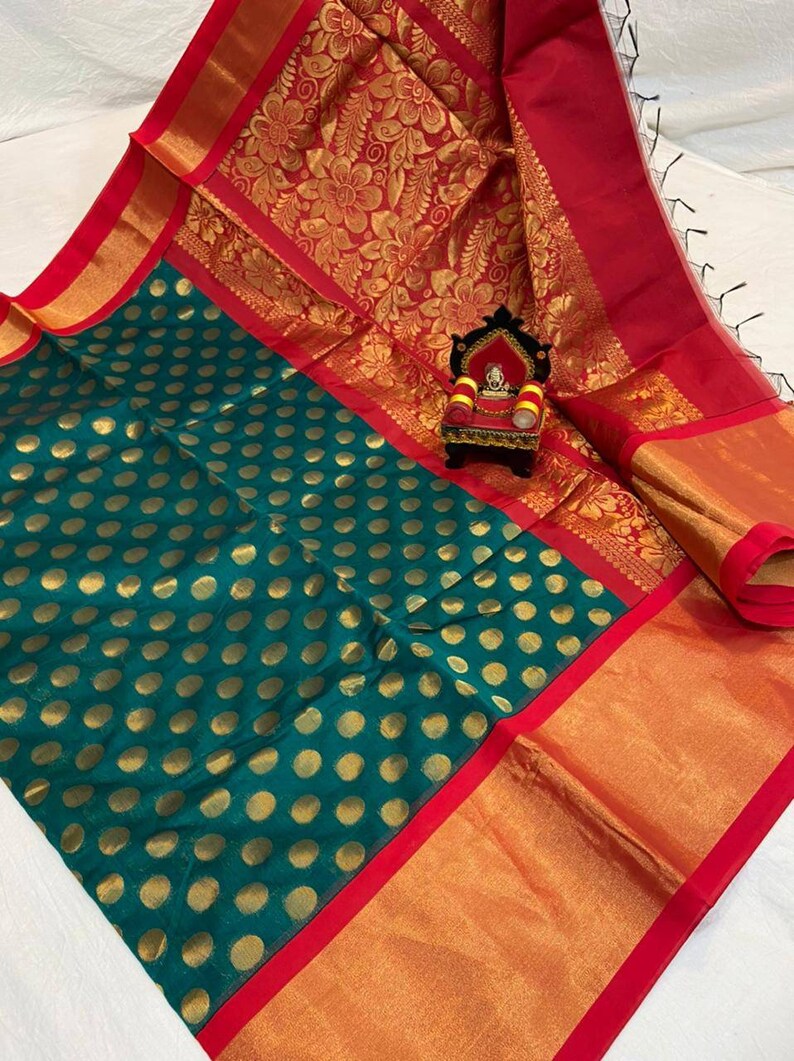 Exclusive Chanderi Kuppadam Silk Saree Rich Zari Woven Pure Handloom Silk Saris