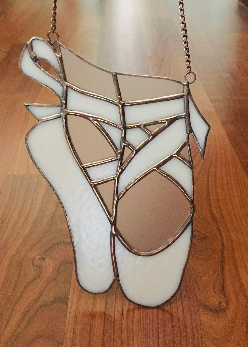 Stained Glass Pink Iridescent Ballet Shoes Suncatcher Window Ornament Home Gift Home Decoration