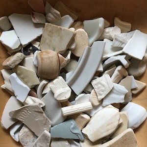 Meer gewaschen Keramik, Strand findet, Meer Keramik, Medium, Handwerk liefert, Schmuckherstellung, Mosaik, Creme und weiß, Keramik Scherben, Kunst und Handwerk