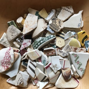 Tumbled Pottery, Beach and Field Found Pottery, Small and Medium, Craft Supplies, Jewelry Making, Mosaic, Multi Colouring, Art and Craft
