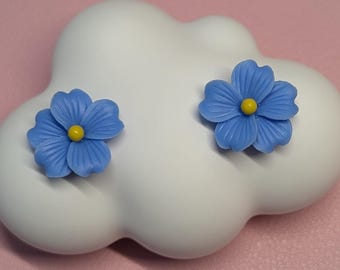 Statement Blue Stud Earrings