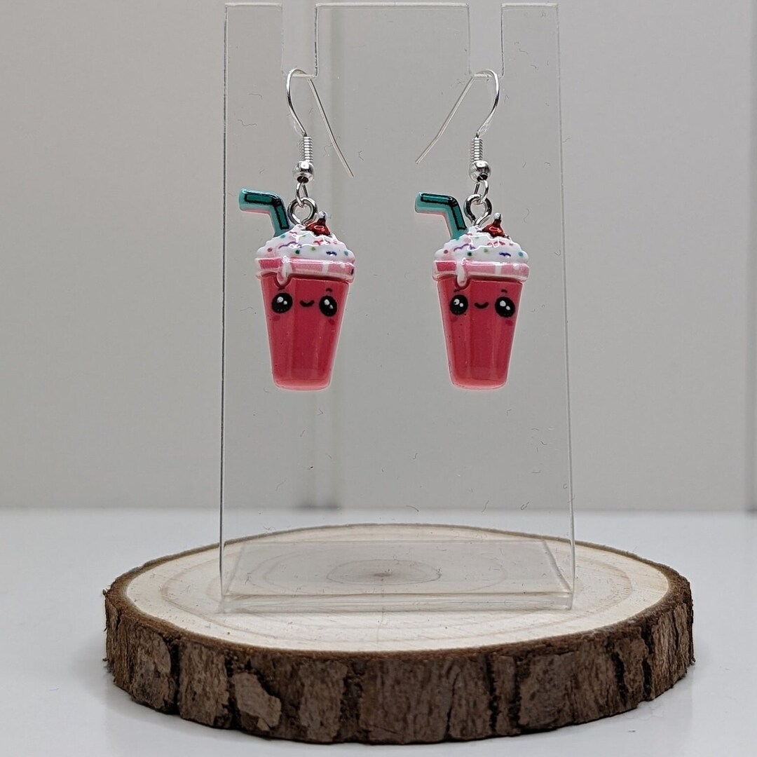 Quirky Milkshake Earrings, Fun, Dangle Earrings, Clip on Earrings ...