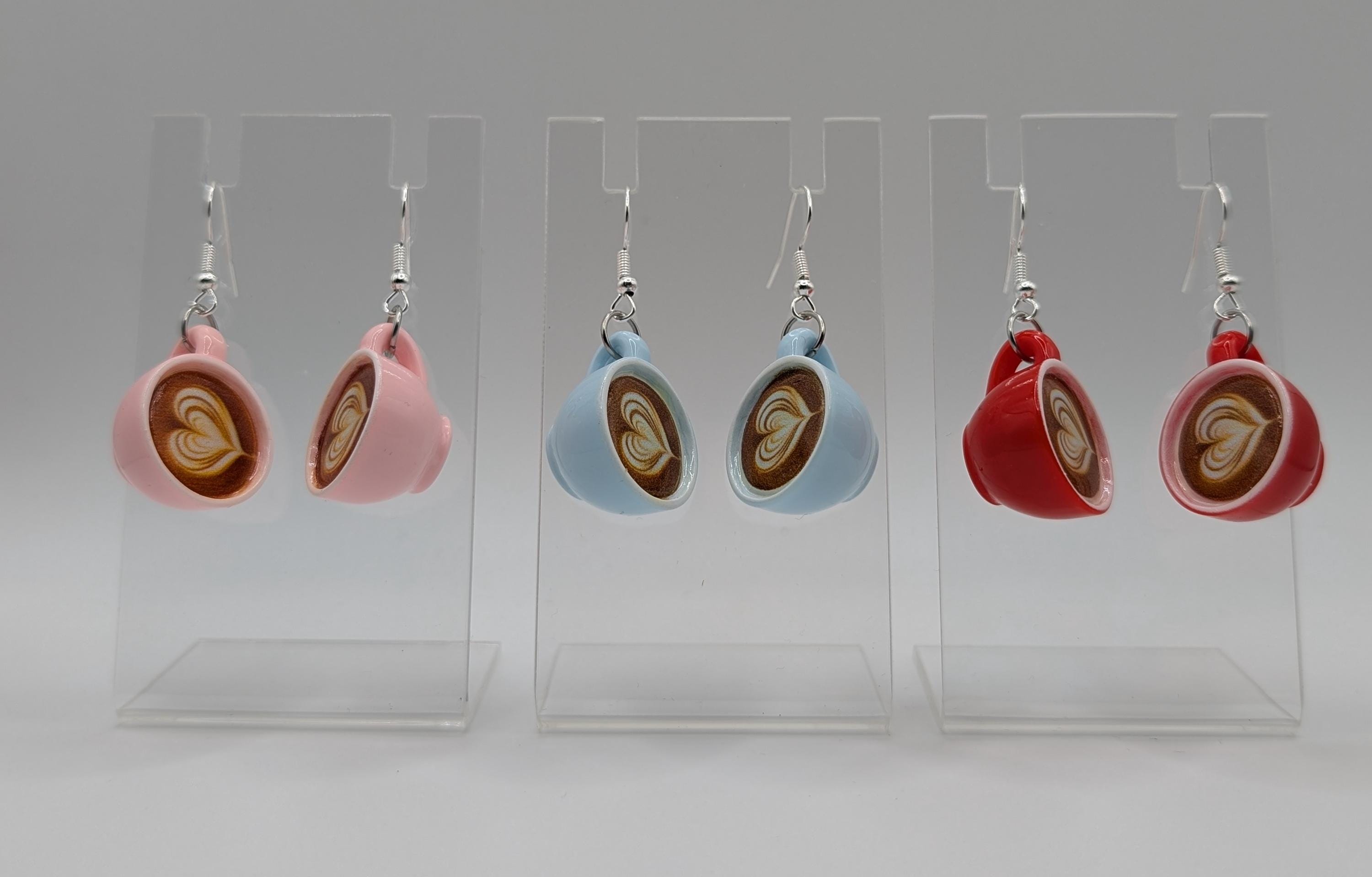 Quirky Coffee Cup Latte Drop Earrings