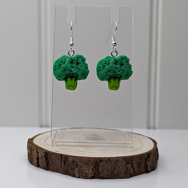 Quirky Green Broccoli Drop Earrings