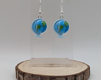 Quirky Blue Globe Drop Earrings
