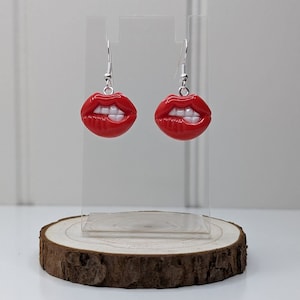 Fun,Quirky Red Lip Dangle Earrings