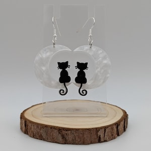 Pendants d&#39;oreilles chat et lune tendance