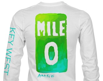 Mile Marker Zero Key West Comfy Soft Easy to Wear Sun Shirt SPF 50 Performance Long Sleeve T Shirt Nautical Florida Beach Shirt by Abakiki™