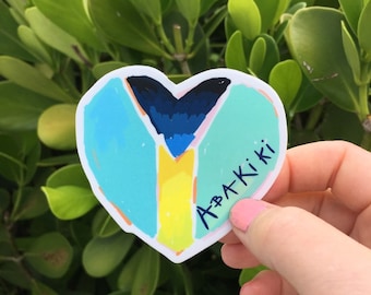 Abakiki™ 3"x3" Heart Sticker Bahamas Strong with Logo