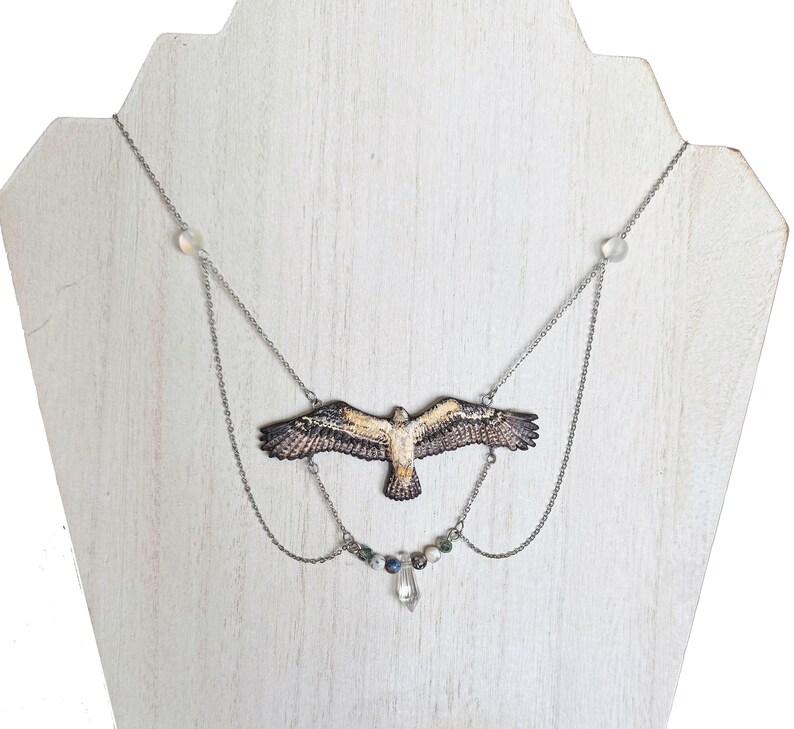 Osprey Necklace Hand Sculpted, Hand Painted Bird Lover's Gift Bird of