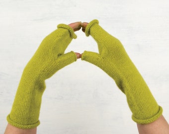 Alpaca gloves with THUMB arm warmers mittens. Perfect strong, circular knitting. Choose color, size. Nice gift