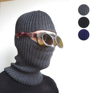 Knit Merino Cashmere Balaclava: Full Face Mask, Hiker Outdoor Wear