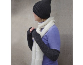 LONG wool sleeves for women, fingerless gloves. Choose color, size. Circular knitting. Made to order.