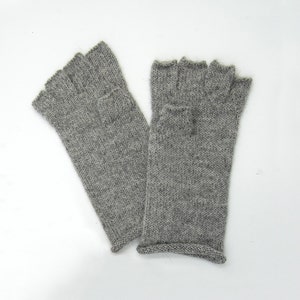 Alpaca half fingers gloves for women men cozy gift. Perfect, strong. Made to order. medium grey