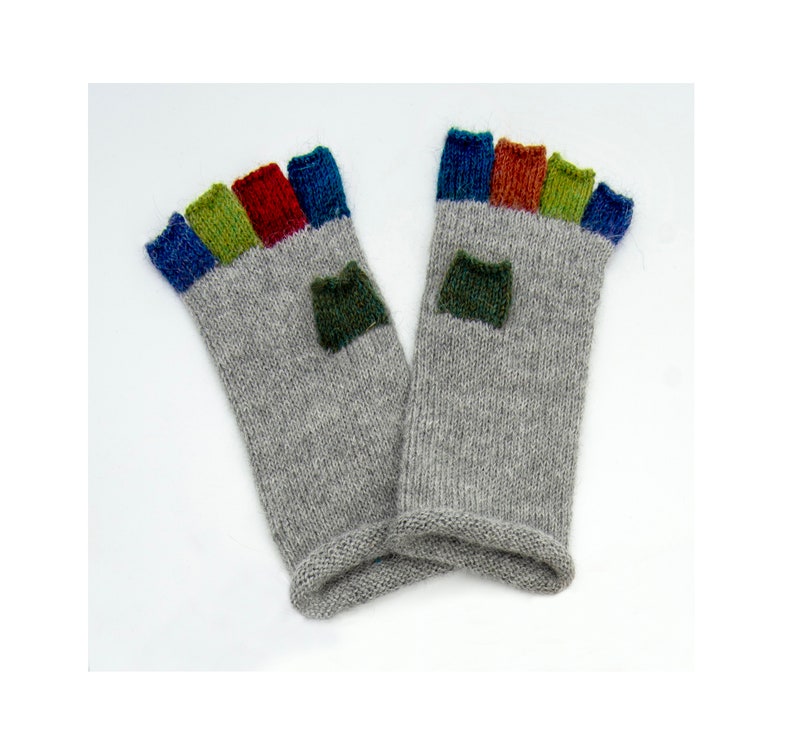 Alpaca half fingers gloves for women men cozy gift. Perfect, strong. Made to order. zdjęcie 1