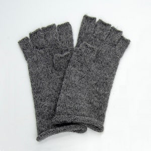 Alpaca half fingers gloves for women men cozy gift. Perfect, strong. Made to order. dark grey