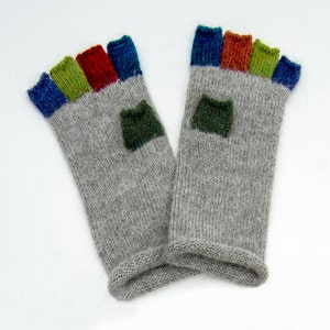 Alpaca half fingers gloves for women men cozy gift. Perfect, strong. Made to order. MIX color fingers