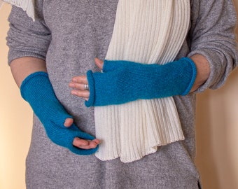Alpaca Fingerless Gloves: Knit Arm Warmers with Thumb
