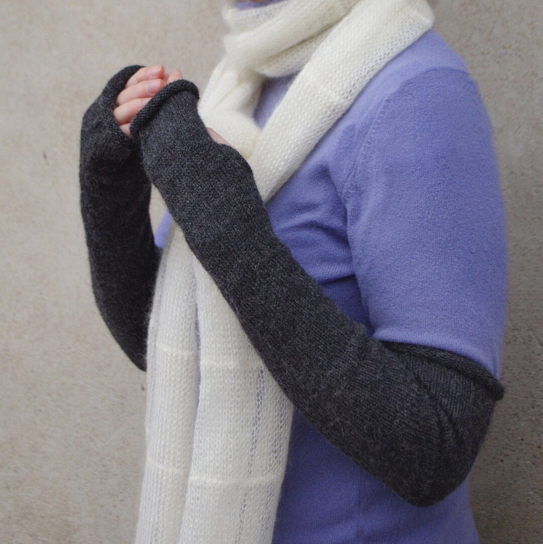 Fingerless Gloves LONG Alpaca Arm Warmers for Women. Choose Color, Size