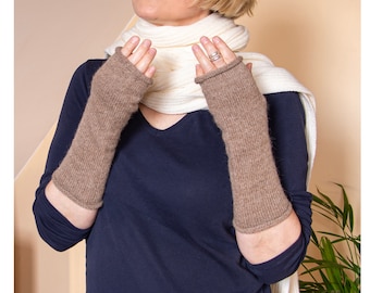Alpaca Fingerless Gloves: Knit Arm Warmers - 39 Colors